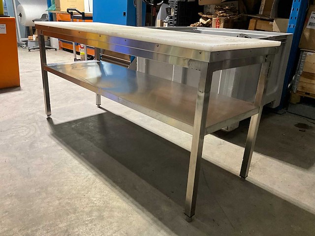 Roestvrijstalen snijtafel met onderplank - afbeelding 3 van  5