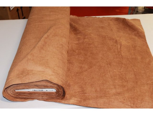 Rol stof 1 rol bruin ribbel 142 breed 280 gr 9,5 meter - afbeelding 1 van  5