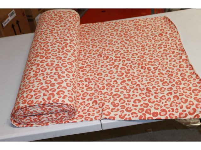 Rol stof 1 rol wit oranje puppypoot 150 breed 210 gr 9,8 meter - afbeelding 3 van  3