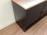 Roldeurkast 120 cm , zwart / beuken - afbeelding 3 van  5
