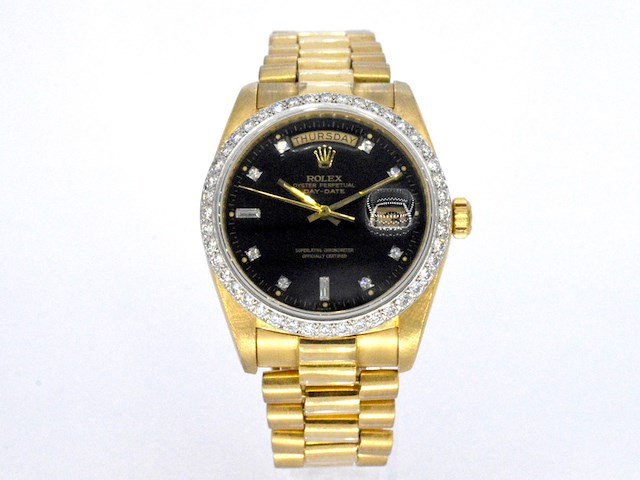 Rolex - gouden rolex oyster perpetual day date polshorloge met natuurlijke diamanten - afbeelding 4 van  11