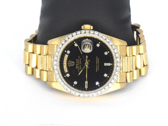 Rolex - gouden rolex oyster perpetual day date polshorloge met natuurlijke diamanten - afbeelding 7 van  11