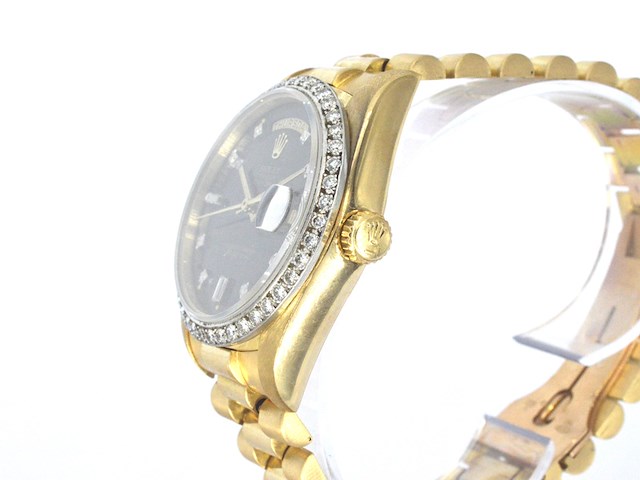 Rolex - gouden rolex oyster perpetual day date polshorloge met natuurlijke diamanten - afbeelding 10 van  11