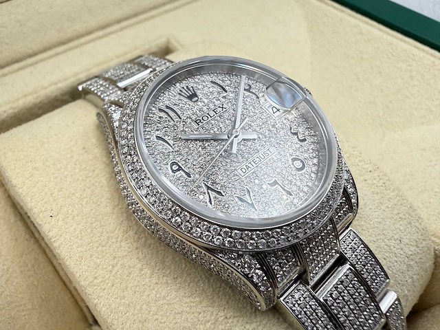 Rolex datejust 31 | 278240 | full "iced" out with natural diamonds arabic dial - afbeelding 11 van  12