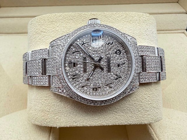 Rolex datejust 31 | 278240 | full "iced" out with natural diamonds arabic dial - afbeelding 7 van  12