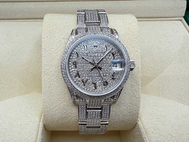 Rolex datejust 31 | 278240 | full "iced" out with natural diamonds arabic dial - afbeelding 5 van  12