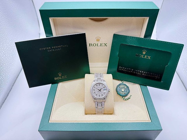 Rolex datejust 31 | 278240 | full "iced" out with natural diamonds arabic dial - afbeelding 4 van  12
