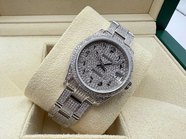 Rolex datejust 31 | 278240 | full "iced" out with natural diamonds arabic dial - afbeelding 6 van  12