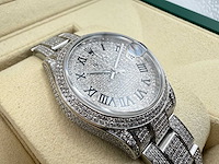 Rolex datejust 31 | 278240 | full "iced" out with natural diamonds | roman dial - afbeelding 11 van  12