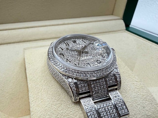 Rolex datejust 31 278240 | steel oyster iced out natural diamonds | arabic dial | 2023 - afbeelding 8 van  9