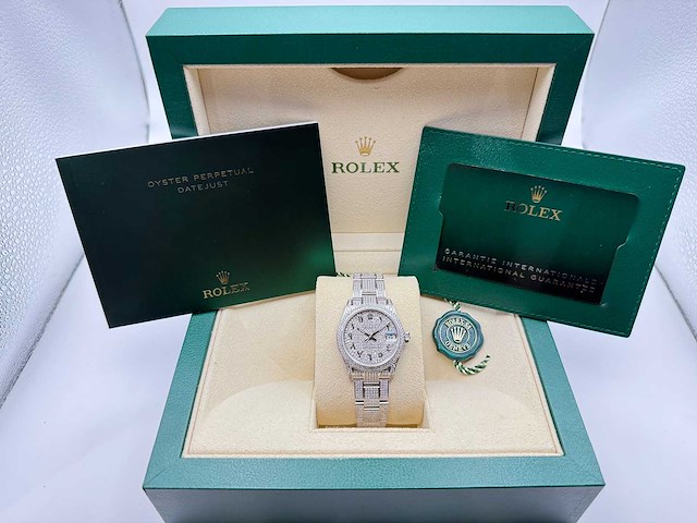 Rolex datejust 31 278240 | steel oyster iced out natural diamonds | arabic dial | 2023 - afbeelding 11 van  12
