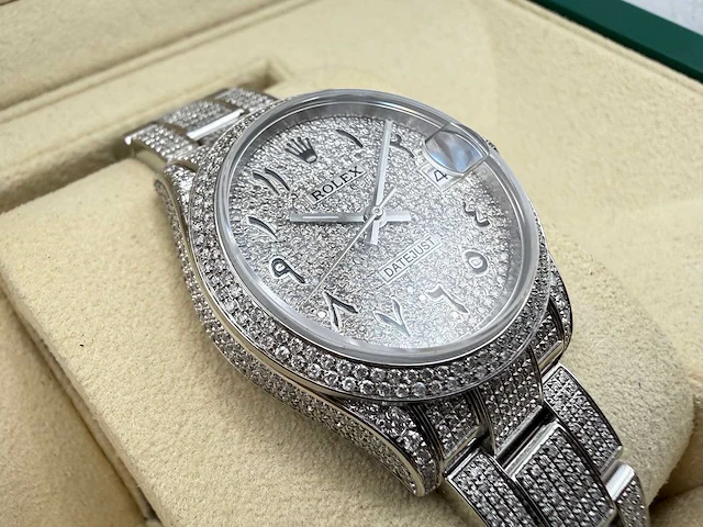 Rolex datejust 31 278240 | steel oyster iced out natural diamonds | arabic dial | 2023 - afbeelding 11 van  12