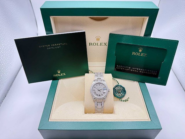 Rolex datejust 31 278240 | steel oyster iced out natural diamonds | roman dial | 2023 - afbeelding 2 van  2