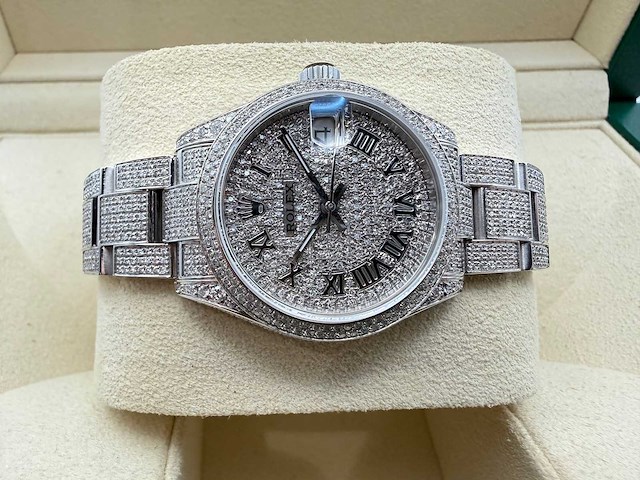 Rolex datejust 31 278240 | steel oyster iced out natural diamonds | roman dial | 2023 - afbeelding 11 van  12