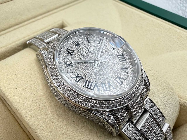 Rolex datejust 31 278240 | steel oyster iced out natural diamonds | roman dial | 2023 - afbeelding 11 van  12