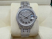Rolex datejust 31 278240 | steel oyster iced out natural diamonds | roman dial | 2023