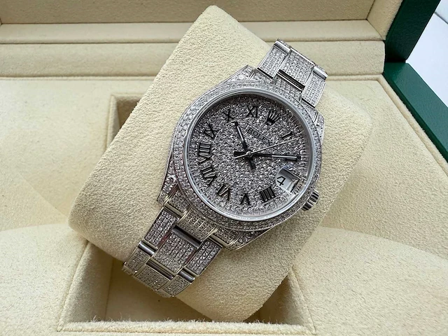 Rolex datejust 31 278240 | steel oyster iced out natural diamonds | roman dial | 2023 - afbeelding 6 van  12