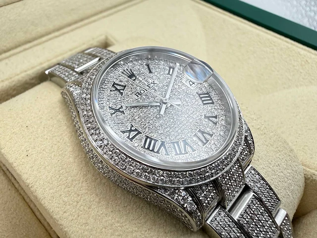 Rolex datejust 31 278240 | steel oyster iced out natural diamonds | roman dial | 2023 - afbeelding 11 van  12