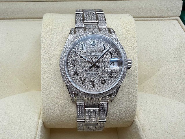 Rolex datejust 31 | steel oyster iced out natural diamonds | arabic dial | 2023 - afbeelding 1 van  12