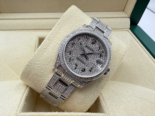 Rolex datejust 31 | steel oyster iced out natural diamonds | arabic dial | 2023 - afbeelding 6 van  12