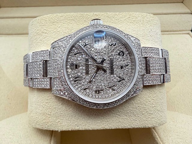 Rolex datejust 31 | steel oyster iced out natural diamonds | arabic dial | 2023 - afbeelding 7 van  12