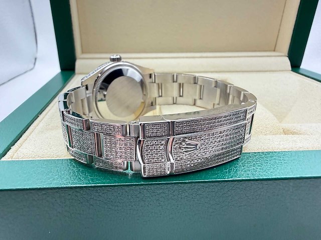 Rolex datejust 31 | steel oyster iced out natural diamonds | roman dial | 2023 - afbeelding 12 van  12