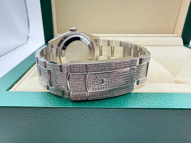 Rolex datejust 36 126200 | full "iced" out with natural diamonds | arabic dial | 2024 - afbeelding 12 van  12