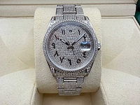 Rolex datejust 36 126200 | full "iced" out with natural diamonds | arabic dial | 2024 - afbeelding 1 van  12