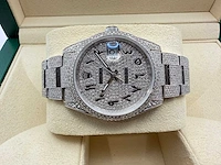 Rolex datejust 36 126200 | full "iced" out with natural diamonds | arabic dial | 2024 - afbeelding 7 van  12