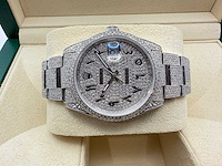 Rolex datejust 36 126200 | full "iced" out with natural diamonds arabic dial - afbeelding 7 van  12