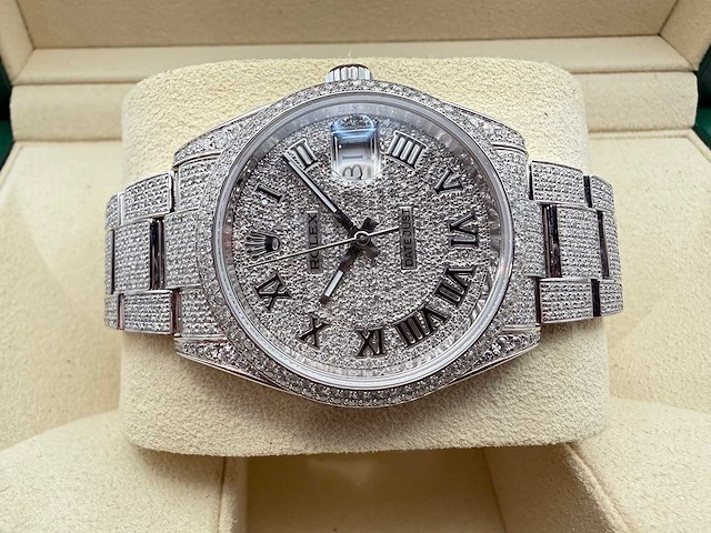 Rolex datejust 36 126200 | full "iced" out with natural diamonds - afbeelding 7 van  12