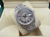 Rolex datejust 36 126200 | full "iced" out with natural diamonds - afbeelding 5 van  12