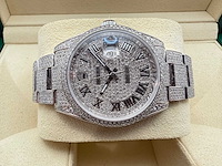 Rolex datejust 36 126200 | full "iced" out with natural diamonds - afbeelding 7 van  12