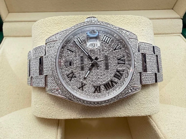 Rolex datejust 36 126200 | full "iced" out with natural diamonds - afbeelding 7 van  12