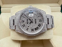 Rolex datejust 36 126200 | full "iced" out with natural diamonds - afbeelding 7 van  12