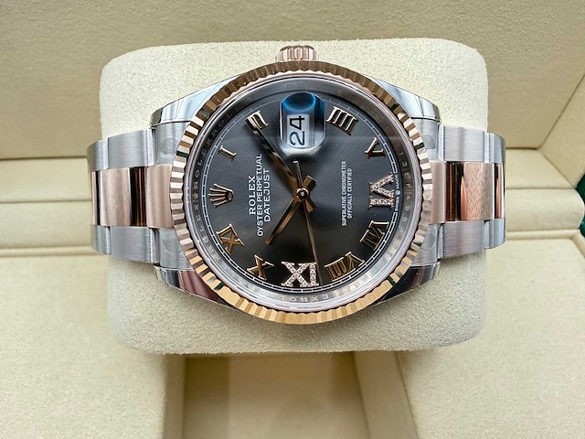 Rolex datejust 36 126231 | rhodium with diamonds on 6&9 | oyster | 2026 | unworn - afbeelding 7 van  12