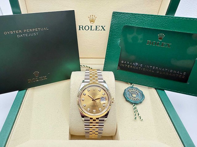 Rolex datejust 36 126233 | champagne diamond dot | jubilee | 2026 | unworn - afbeelding 3 van  12