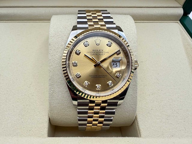 Rolex datejust 36 126233 | champagne diamond dot | jubilee | 2026 | unworn - afbeelding 1 van  12