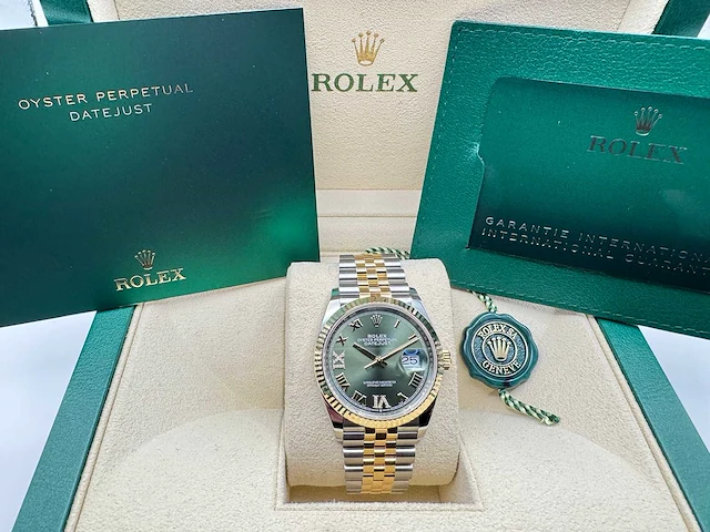 Rolex datejust 36 126233 | green roman with diamonds on 6&9 | jubilee | unworn | 2026 - afbeelding 3 van  12