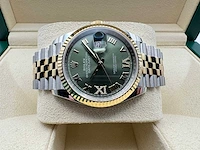 Rolex datejust 36 126233 | green roman with diamonds on 6&9 | jubilee | unworn | 2026 - afbeelding 7 van  12