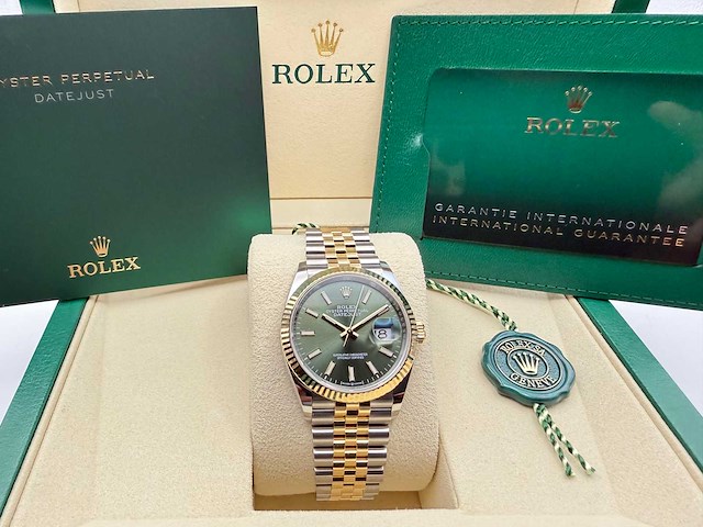 Rolex datejust 36 126233 | green stick dial | jubilee | unworn | 2026 - afbeelding 3 van  12