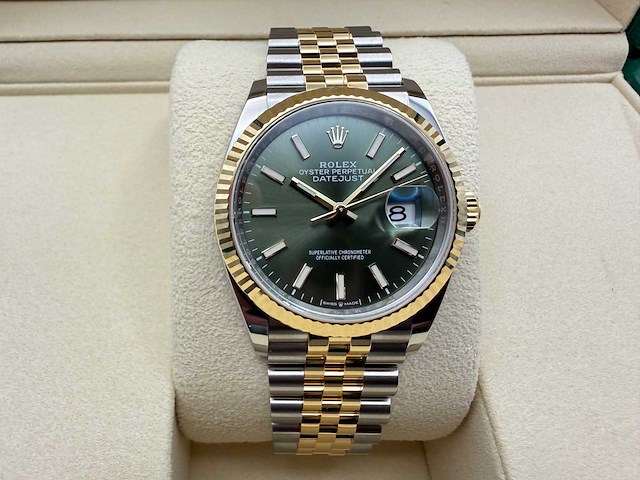 Rolex datejust 36 126233 | green stick dial | jubilee | unworn | 2026 - afbeelding 1 van  12