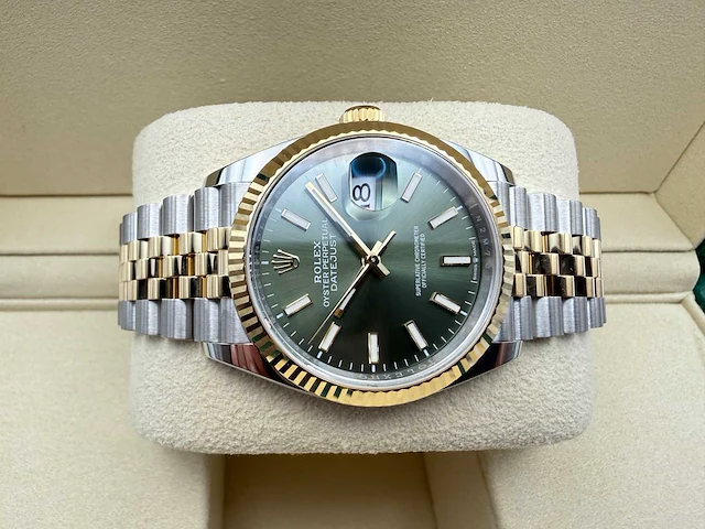 Rolex datejust 36 126233 | green stick dial | jubilee | unworn | 2026 - afbeelding 7 van  12