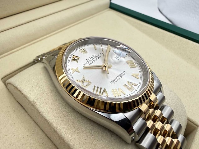 Rolex datejust 36 126233 | silver with diamonds on 6&9 | jubilee | unworn | 2026 - afbeelding 11 van  12