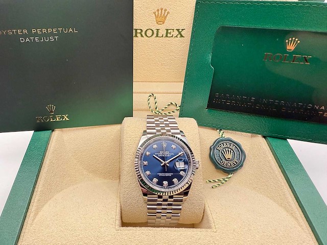 Rolex datejust 36 126234 | blue diamond dot dial | jubilee | unworn | 2026 - afbeelding 3 van  12