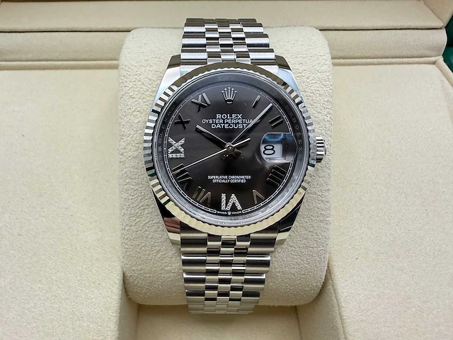 Rolex datejust 36 126234 | dark grey dial with diamonds on 6&9 | unworn | 2026 - afbeelding 1 van  12