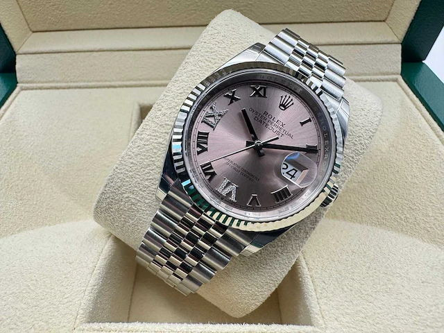 Rolex datejust 36 126234 | jubilee | pink diamonds on 6&9 | unworn | 2026 - afbeelding 4 van  10