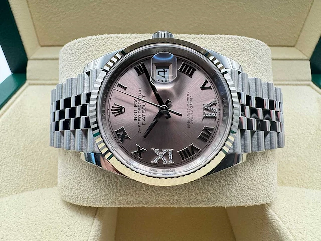 Rolex datejust 36 126234 | jubilee | pink diamonds on 6&9 | unworn | 2026 - afbeelding 4 van  10