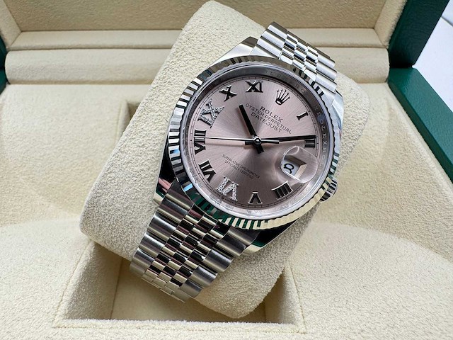 Rolex datejust 36 126234 | pink dial with diamonds | jubilee | 2026 | unworn - afbeelding 4 van  9