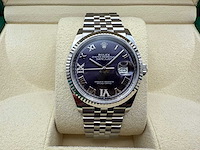 Rolex datejust 36 126234 | purple dial with diamonds on 6&9 - afbeelding 1 van  10